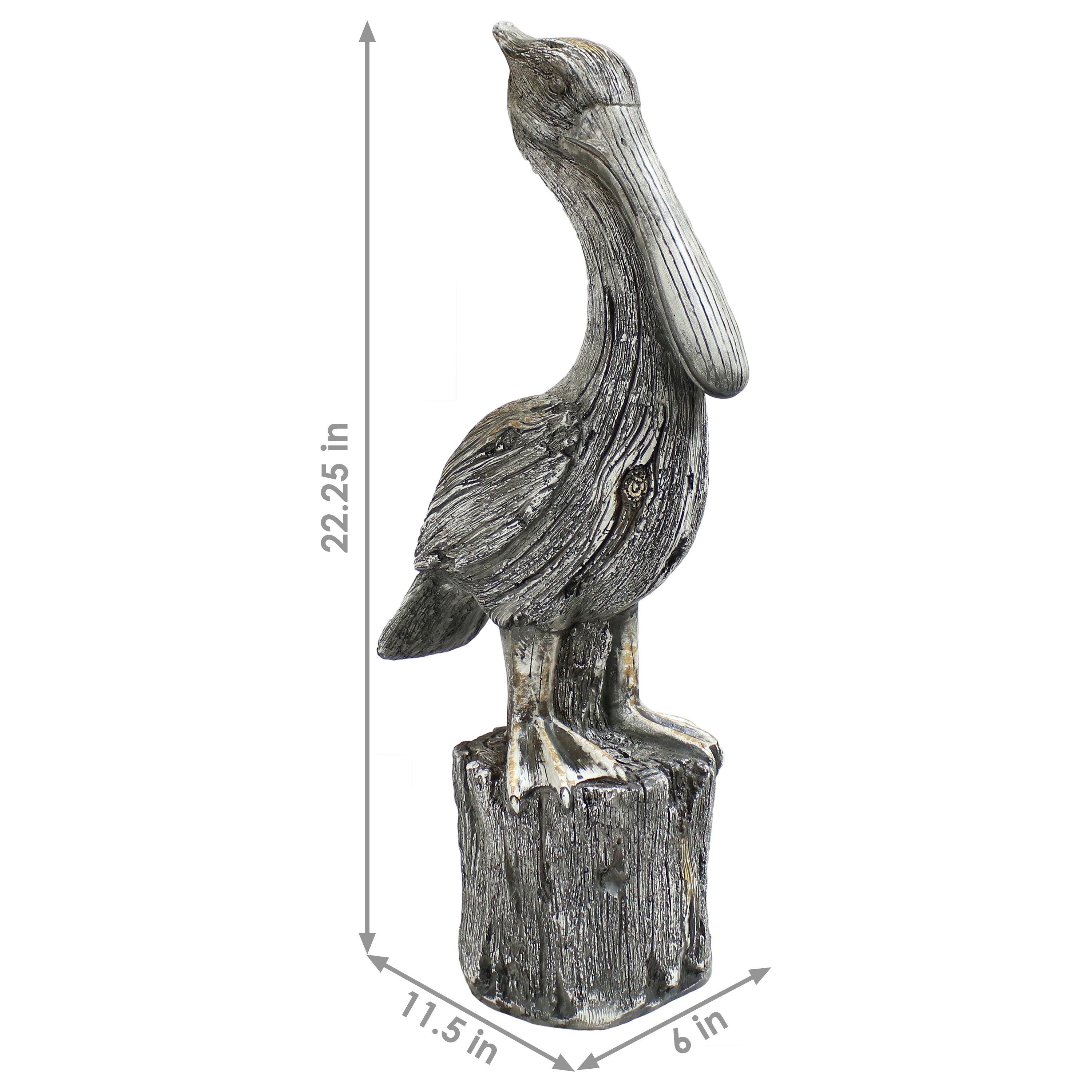 Sunnydaze Outdoor Polystone Nautical Pelican's Perch Garden Patio Lawn Landscape Statue - 22