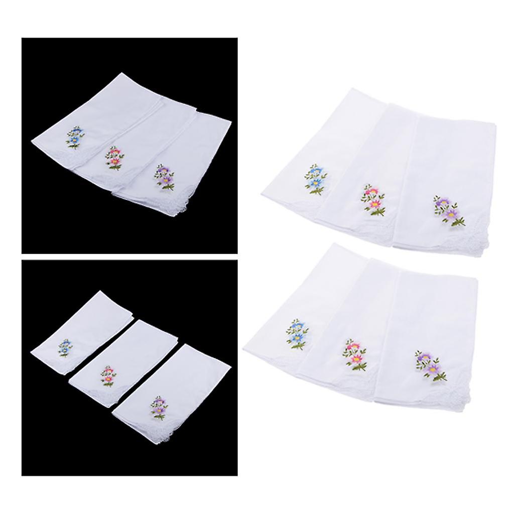 24x Ladies Women Vintage Style Handkerchief Embroidery Lace Hanky Kerchiefs