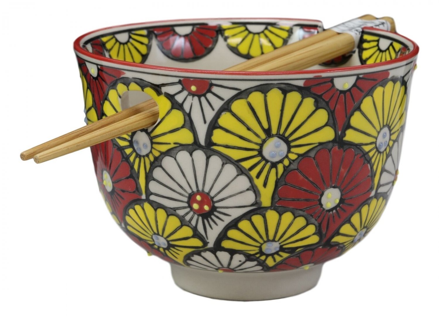 1 Colorful Spring Sunflowers Porcelain Ramen Soup Rice Bowl With Chopsticks Set EBR02