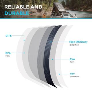 Renogy Black Division 100-Watt Flexible Lightweight Monocrystalline Solar Panel for Boat Cabin RV Camper RSP100DL-36-US