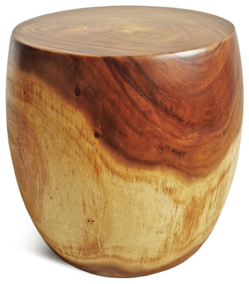 Monkey Pod Drum Stool Table 9   Rustic   Side Tables And End Tables   by Design Mix Furniture  Houzz