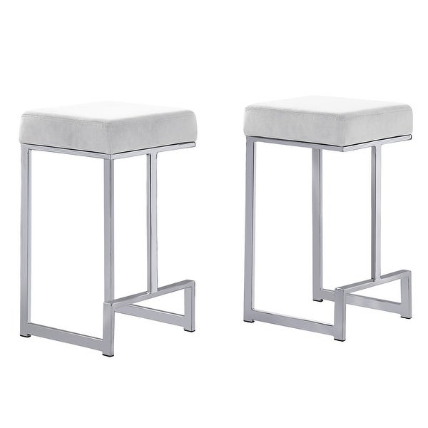 Best Master Furniture Velvet Silver Counter Height Stool (Set of 2)