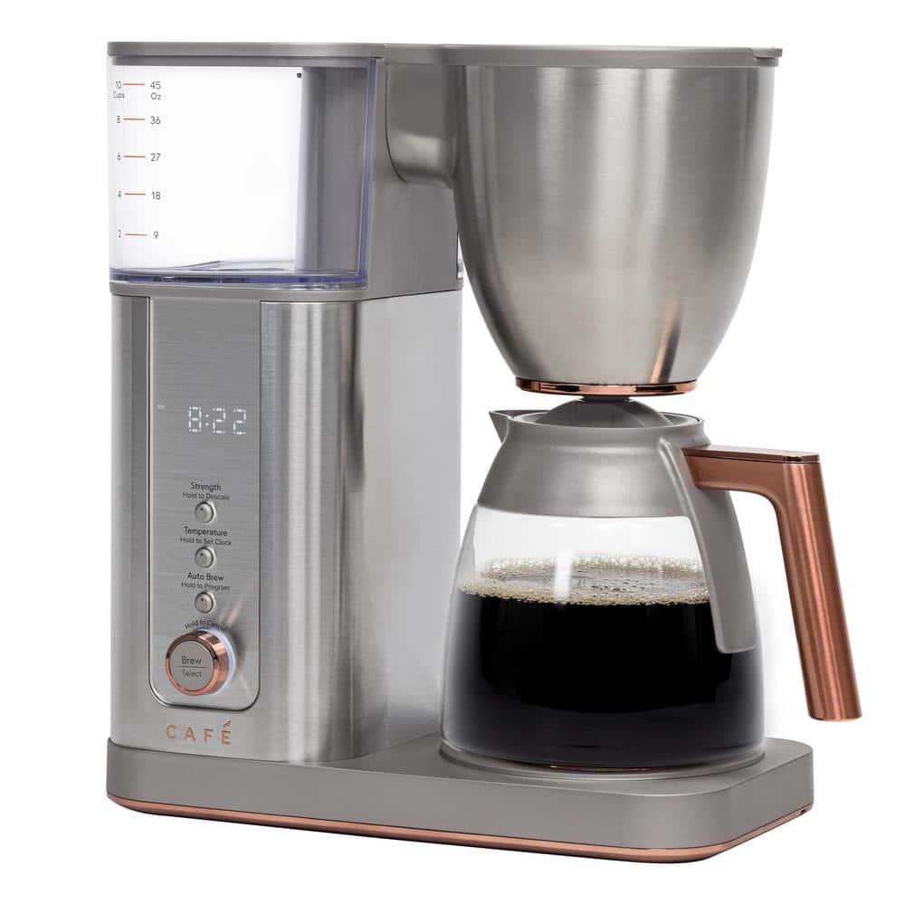 Cafe 10 Cup Stainless Steel Specialty Drip Coffee Maker with Glass Carafe and warming plate WiFi connected