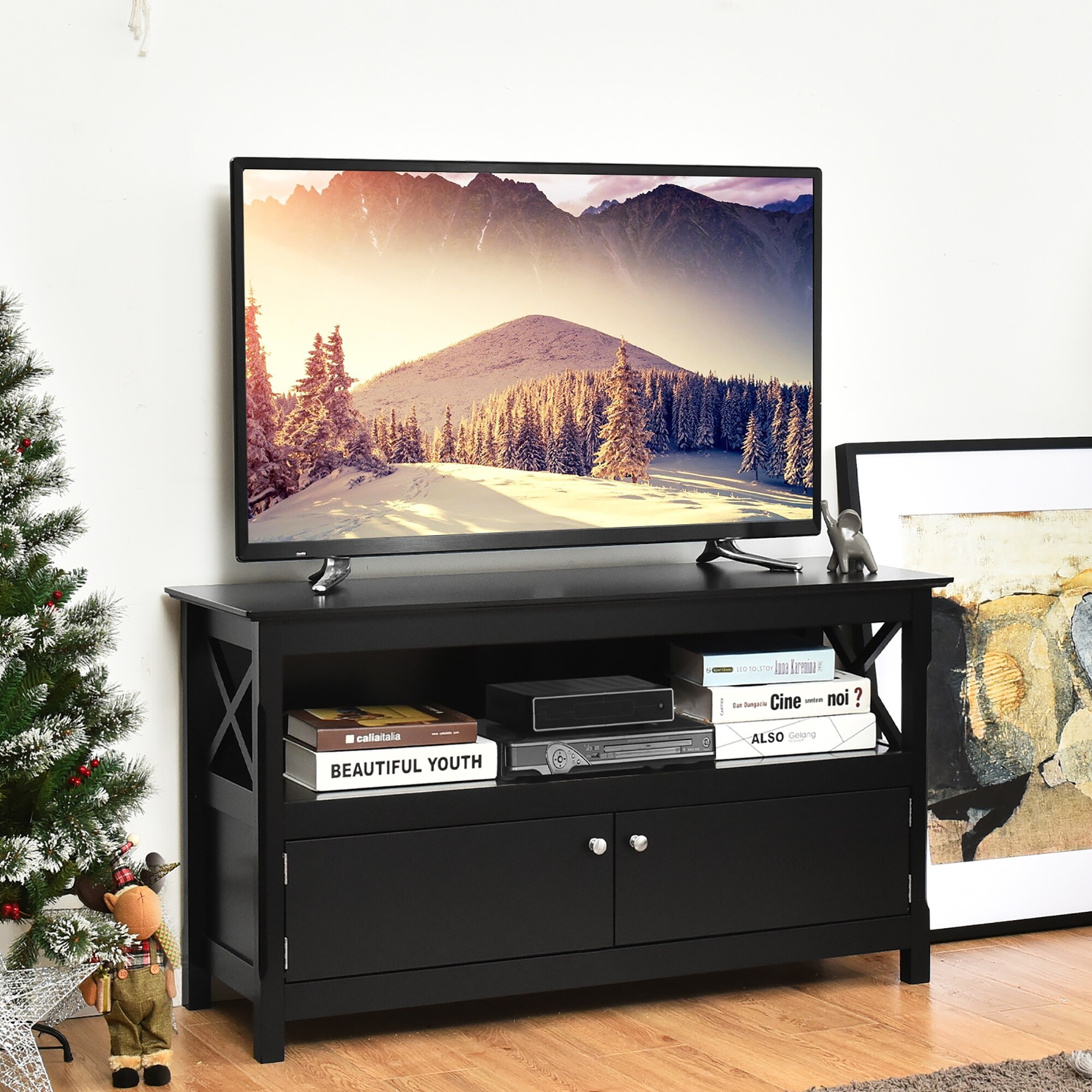 Wooden TV Stand Entertainment Center for TV up to 50