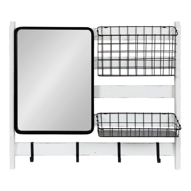 Tanner Wall Organizer With Mirror And Hooks Kate amp Laurel All Things Decor