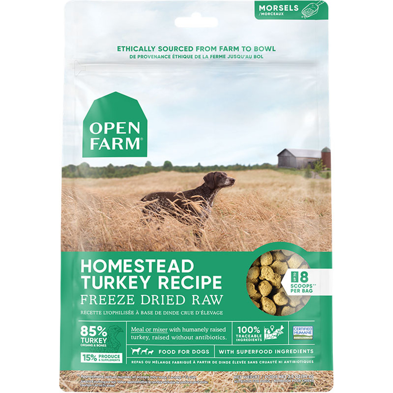 Open Farm Homestead Freeze Dried Raw Turkey Recipe Dog Food