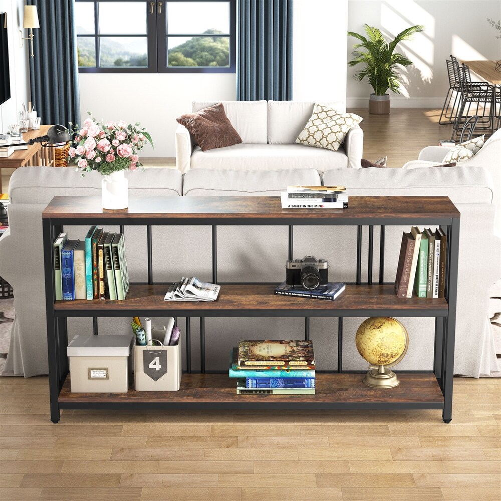 Vintage Brown 3 Tiers Console Table  70.9\