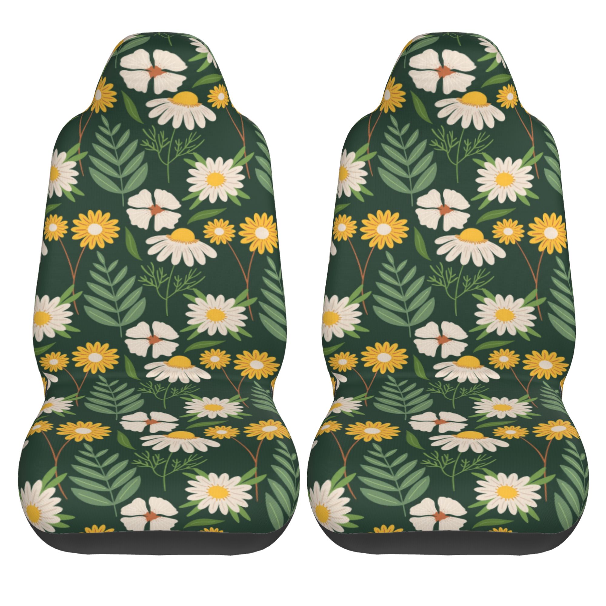 ZICANCN Car Seat Covers Front Seats Only，Small Daisy Floral Pattern Automotive Seat Covers Protectors for Cars Trucks Suv 2 Pack