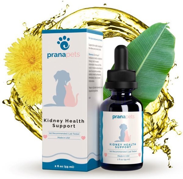 Prana Pets Kidney Health Support Liquid Cat and Dog Supplement， 2-oz bottle