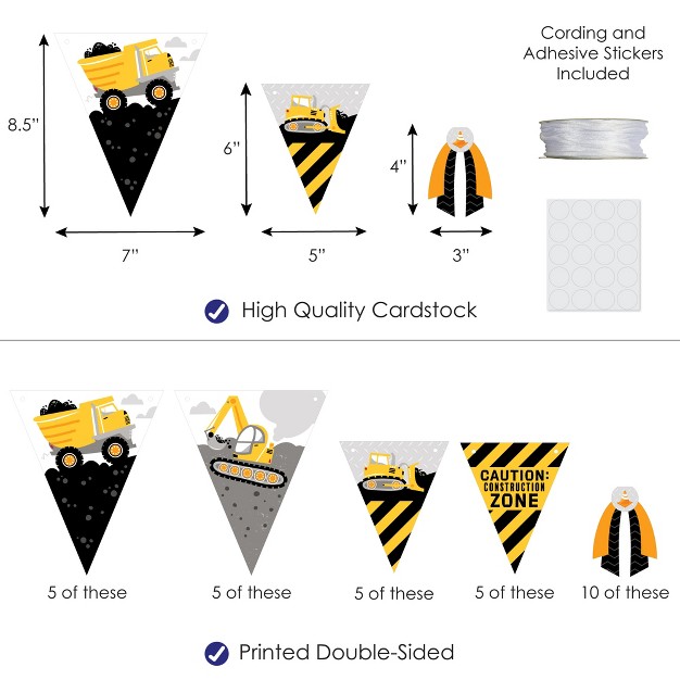 Big Dot Of Happiness Dig It Construction Party Zone Diy Baby Shower Or Birthday Party Pennant Garland Decoration Triangle Banner 30 Pieces