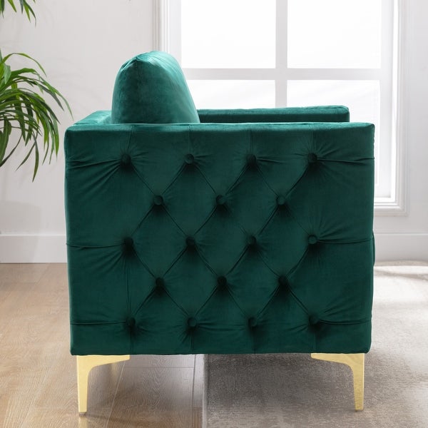 Modern Accent/Club Armchair， Tufted Button， Steel Legs