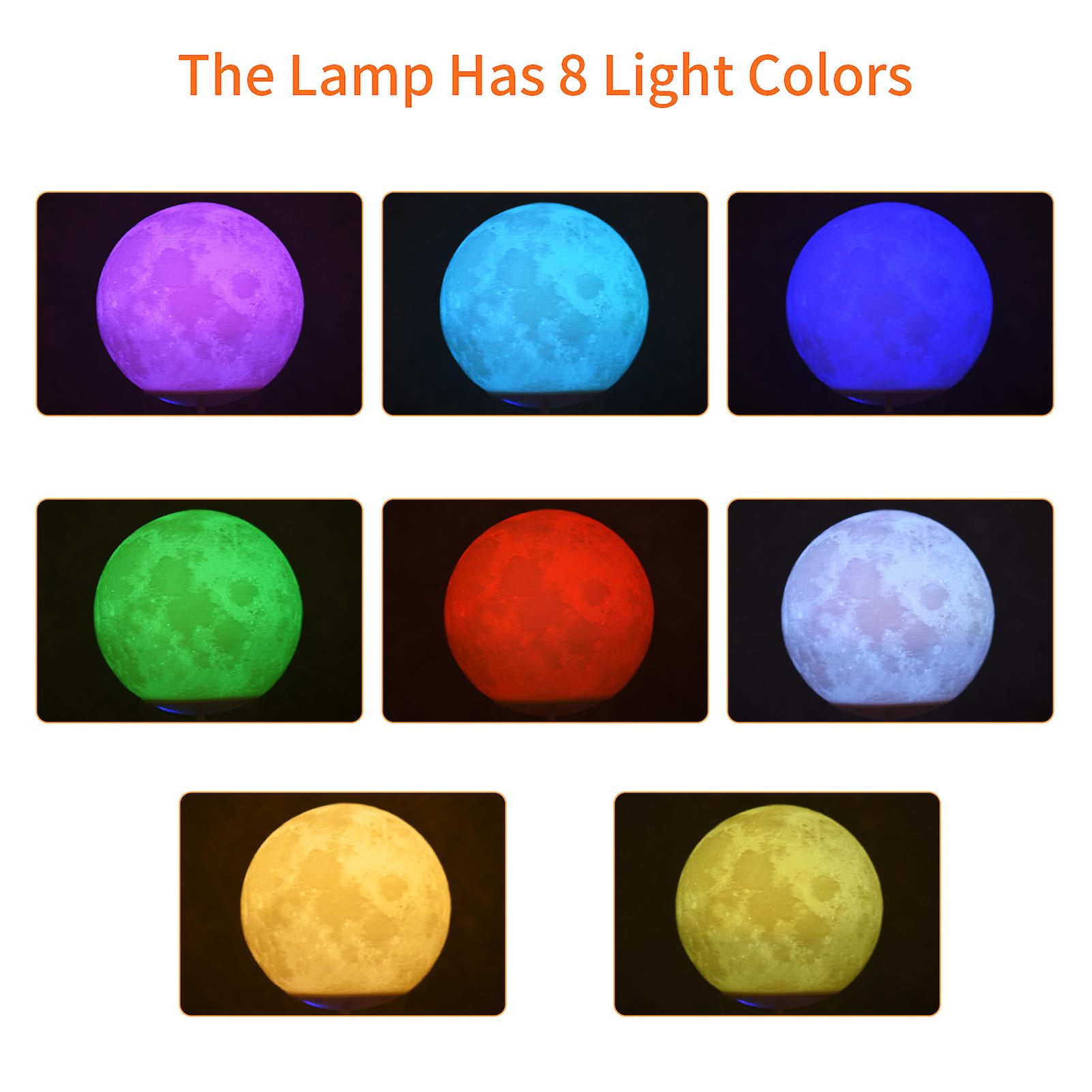 3d Printing Bt Speaker Music Moon Lamp 5.9 Inch 8 Colors Led Night Light With Stand Remote Control Usb Rechargeable Moonlight Birthday Christmas Gift