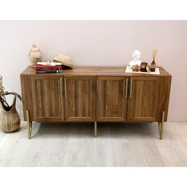 Roomfitters Walnut Finish Mid-century TV Stand Media Console - W59