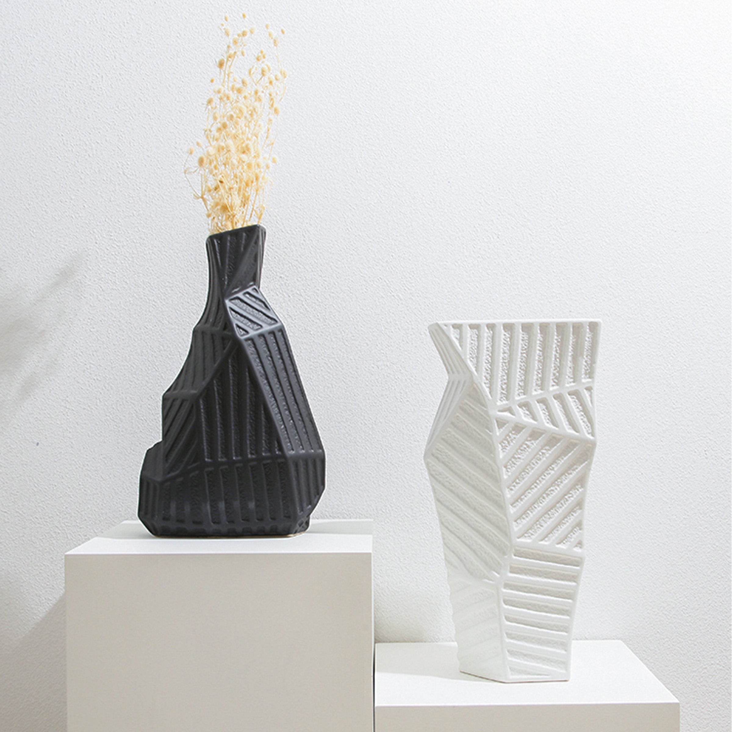 Black Patchwork Vase-B Fa-D2139A