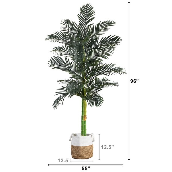 8' Golden Cane Artificial Palm Tree in Handmade Cotton Planter