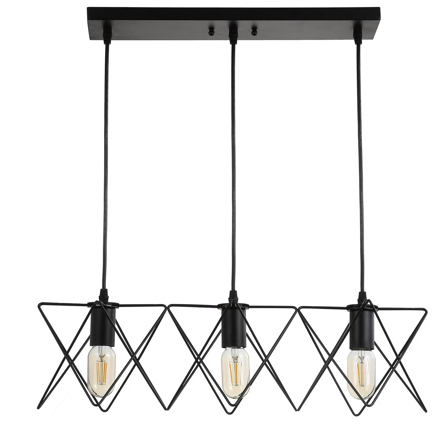 SAFAVIEH Pernille 3 Light 24 Inch Pendant | Black |