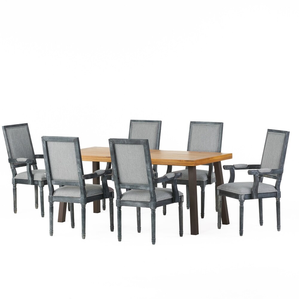 Ayers Fabric and Wood 7 Piece Dining Set by Christopher Knight Home