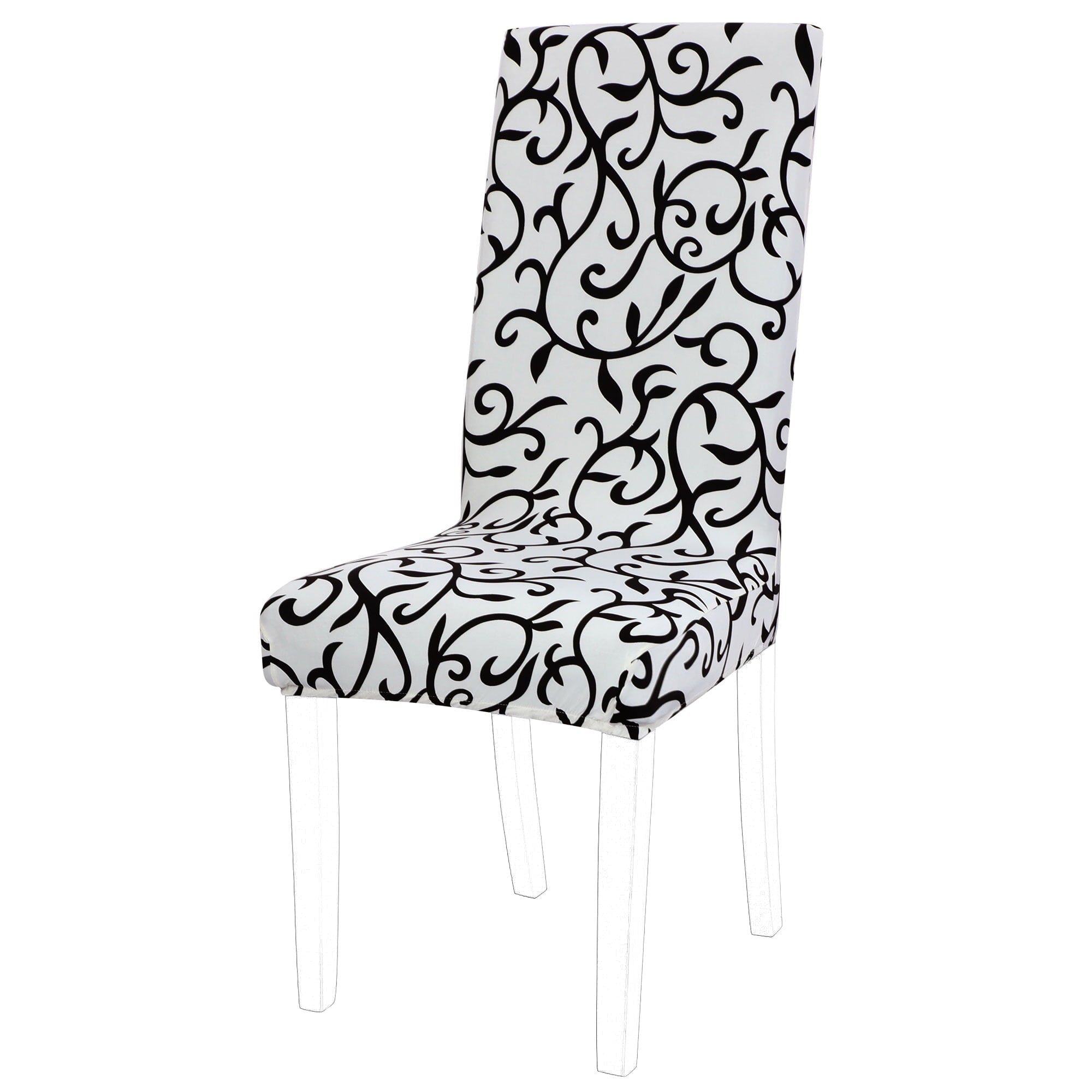 Piccocasa 1-Piece Stretch Washable Spandex Chair Covers（Floral,White & Black)