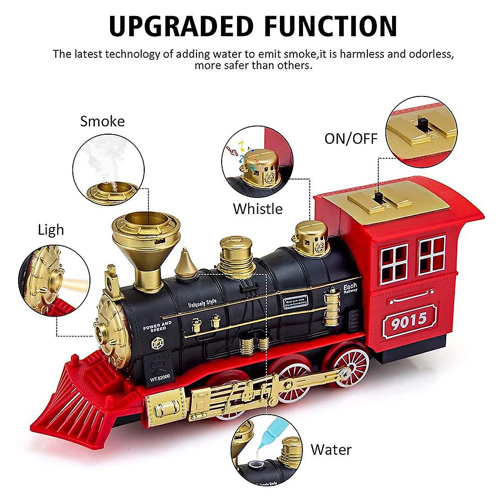 Electric Train Toy For Boys Girls With Smoke Lights Sound Railway Kits With Steam Locomotive Engine Christmas Gifts For 3 4 5 6 7 8 Year Old Kids