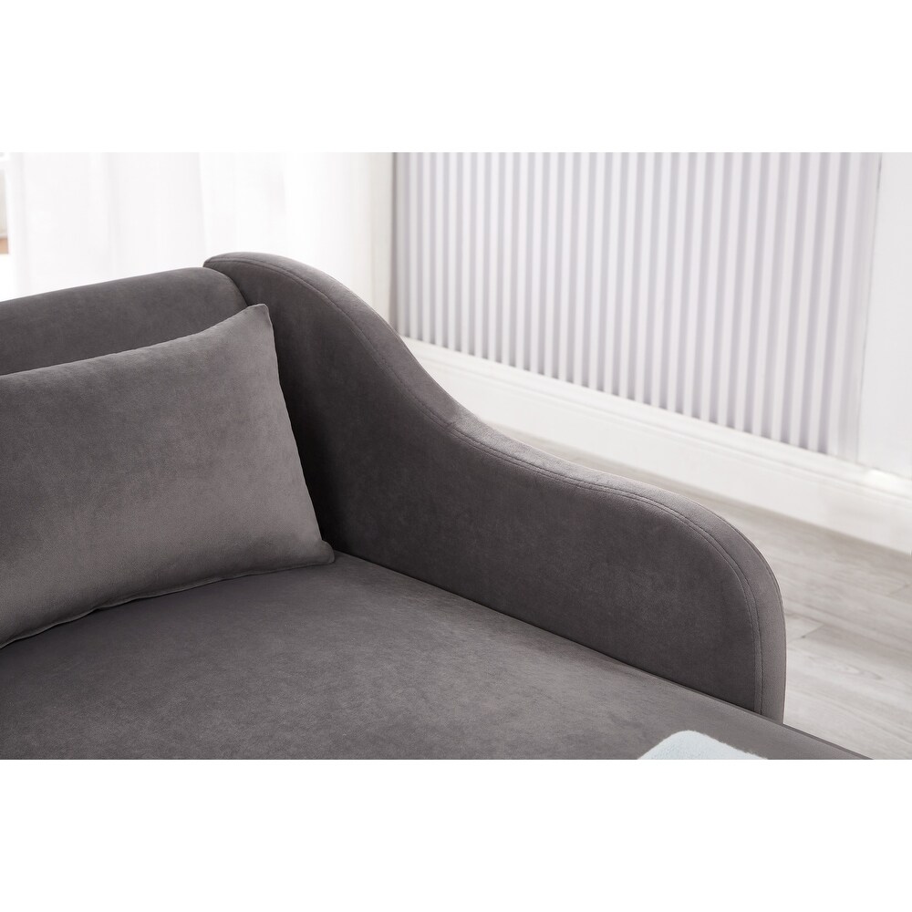 Modern Chaise Lounge Chair Velvet Upholstery