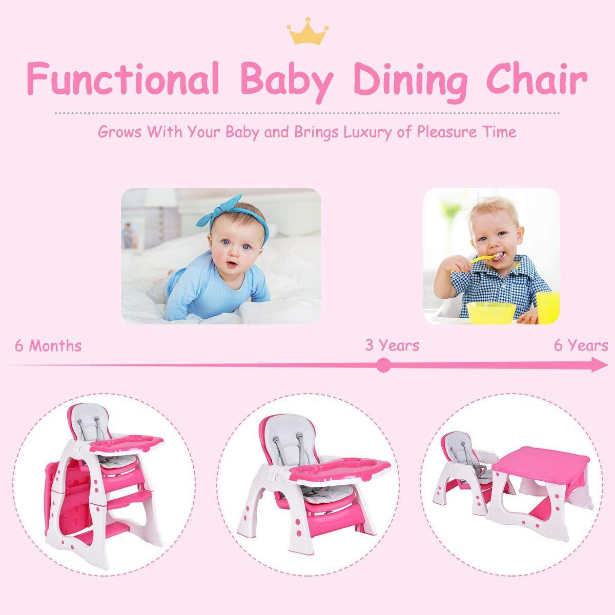 Baby High Chair, 3 in 1 Infant Table and Chair Set