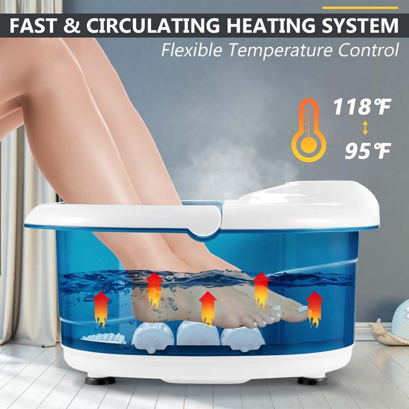 Heated Foot Spa Bath Massager with Bubbles & Rollers, Electric Foot Soaker Tub for Fatigue Release