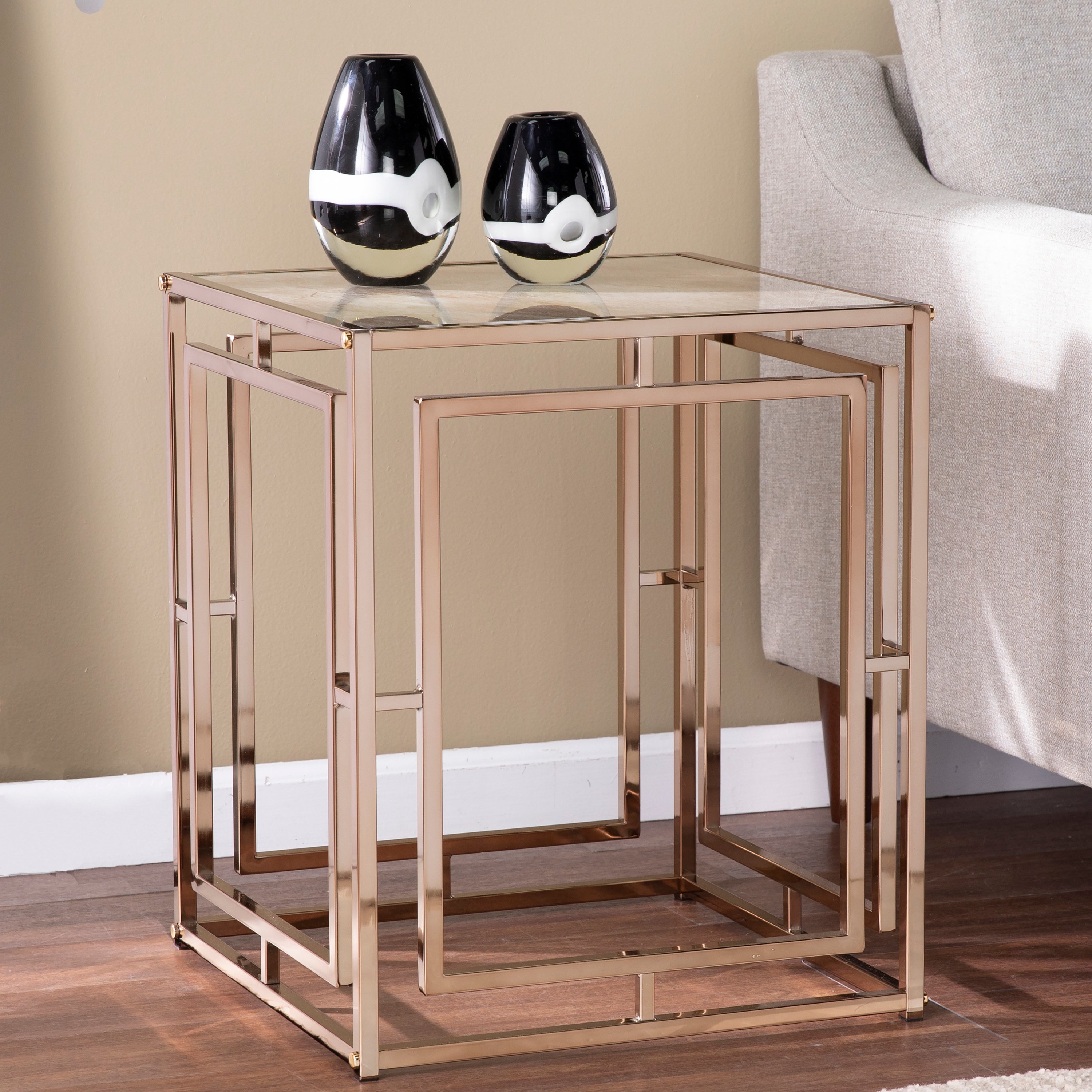 SEI Furniture Simons Faux Marble Side Table