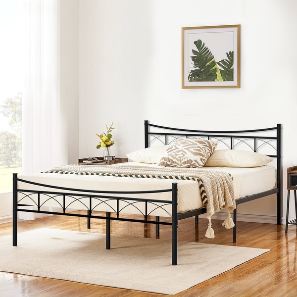 3-pieces Bed Frame and Modern Nightstand Set of 2 with 1-Drawer - - 36539696