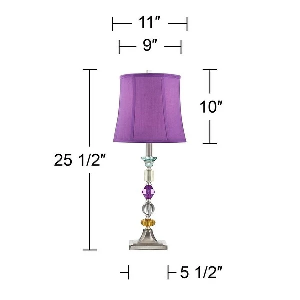 Set of 2 Modern Table Lamps Multi Colored Stacked Gem Purple Shade - 11