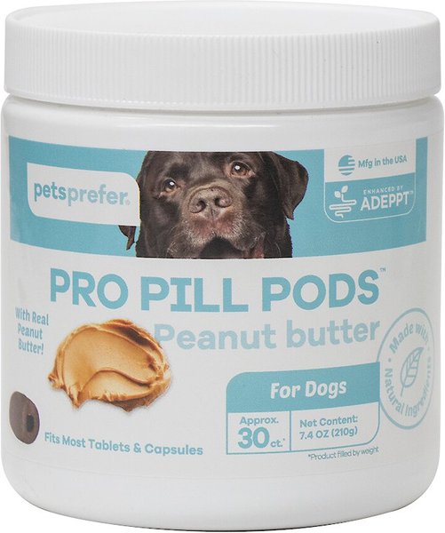 PetsPrefer Pro Pill Pods Large Peanut Butter Chicken Flavor Soft Chew Dog Treats， 30 count