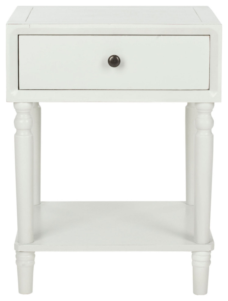 Leonard Accent Table With Storage Drawer Off White   Traditional   Side Tables And End Tables   by AED Luxury Home Decor  Houzz