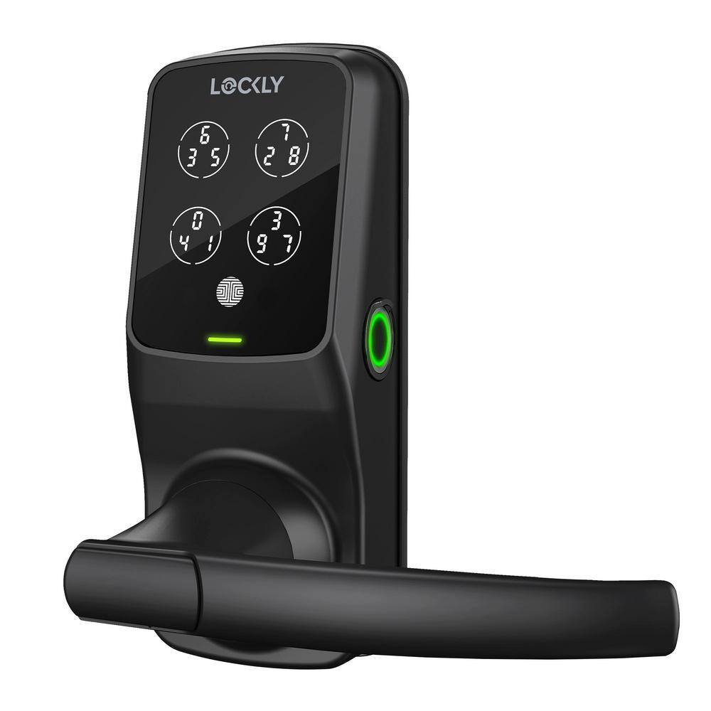 Lockly Secure Pro Matte Black Smart WiFi Mobile app-controlled Lever Latch 3D Fingerprint Keypad works with Hey GoogleAlexa PGD 628W MB