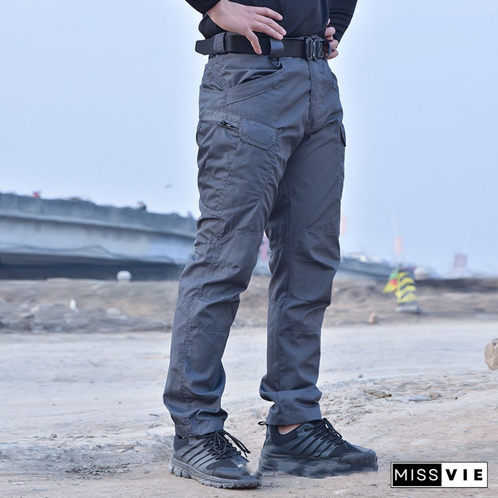 Mens Waterproof Cargo Pants Elastic Multiple Pocket Military Male Trousers Outdoor Joggers Pant Plus Size Tactical Pants Men