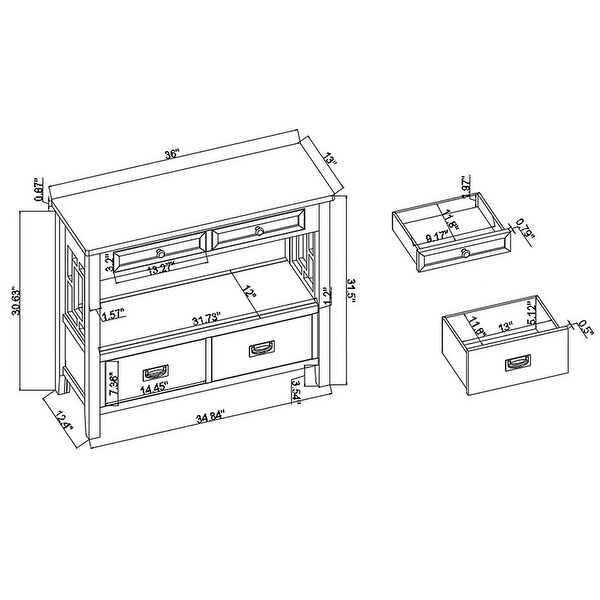 Console Table with 4 Drawers and 1 Storage Shelf for Living Room