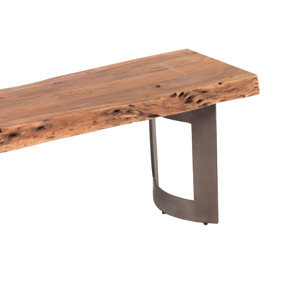 Aurelle Home Bennett Rustic Farmhouse Live Edge Bench