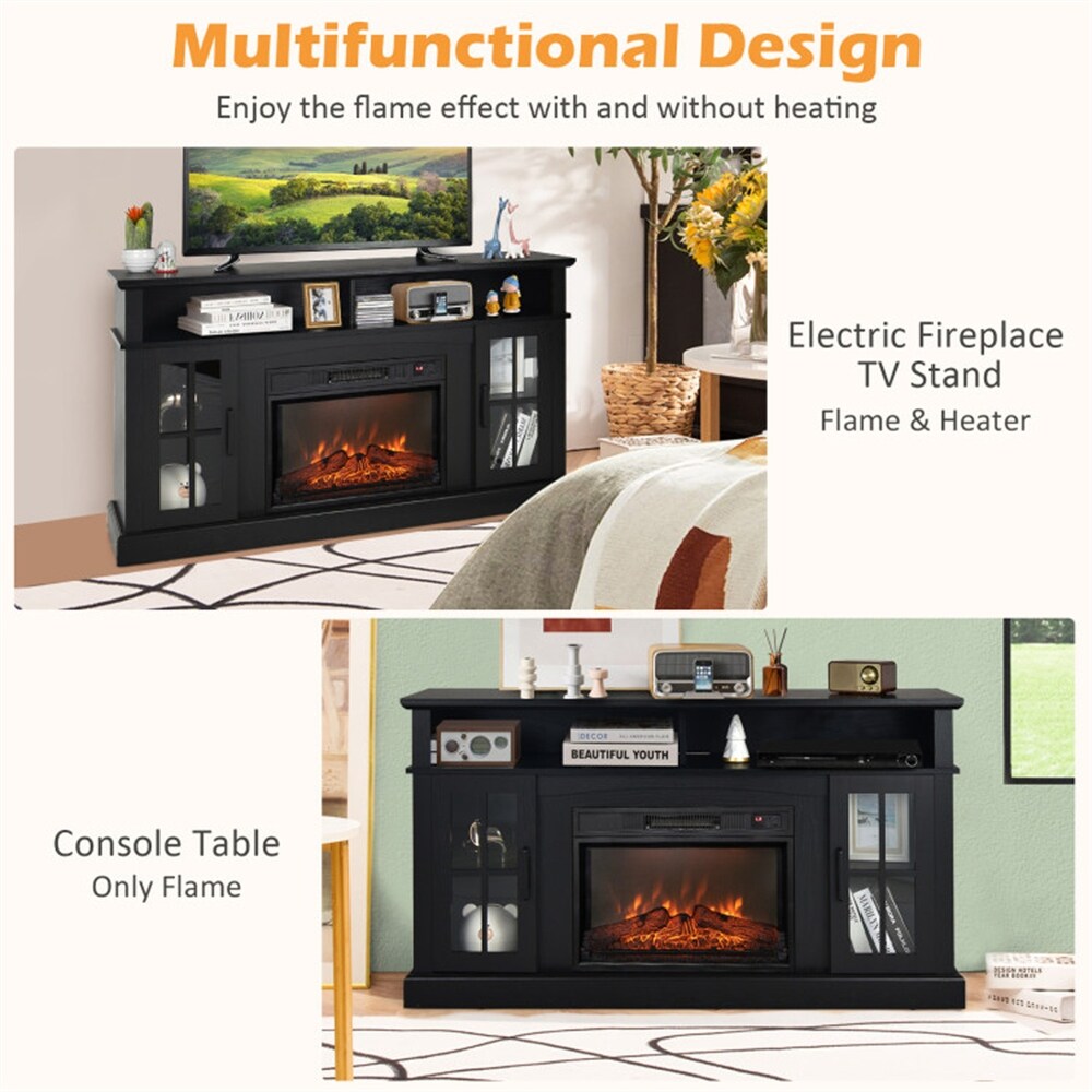 Mordern Fireplace TV Stand for TVs Up to 65 Inch with Cabinets