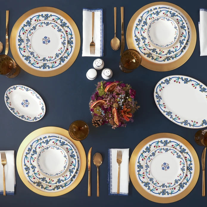 Karaca Knot Gold 56 Pieces Dinnerware Set For 12 Persons 153.03.08.1405