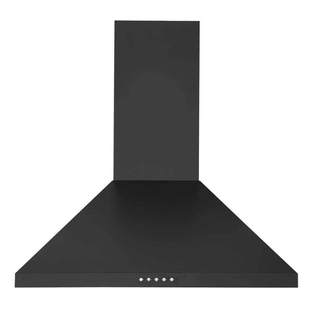 Ancona 24 in 440 CFM Convertible Wall Mount with Light Pyramid Range Hood in Matte Black