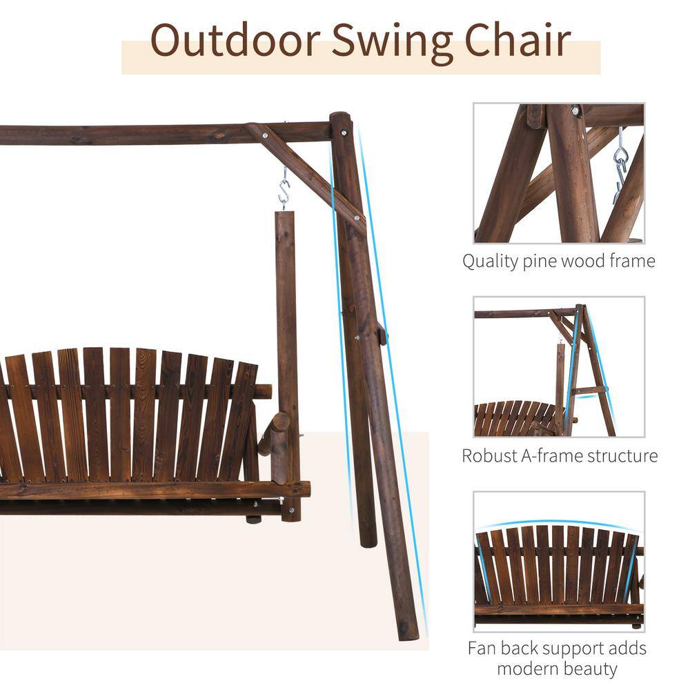 Outsunny 78 in 2Person Wood Patio Swing