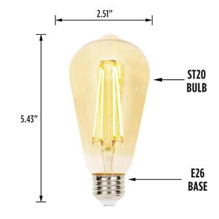 Westinghouse 60-Watt Equivalent ST20 Dimmable Amber Edison Filament LED Light Bulb Warm Amber Light (6-Pack) 5317820