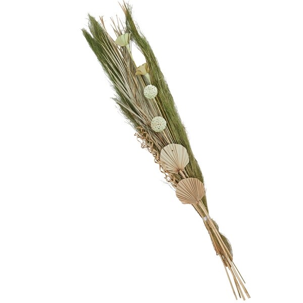 Green Dried Plant Handmade Tall Assorted Bouquet Pampas Grass Natural Foliage with Palm Leaf Accents