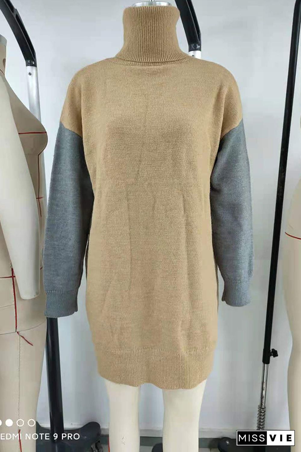 High Collar Knit Long Sleeve Sweater Dress Women Wholesale