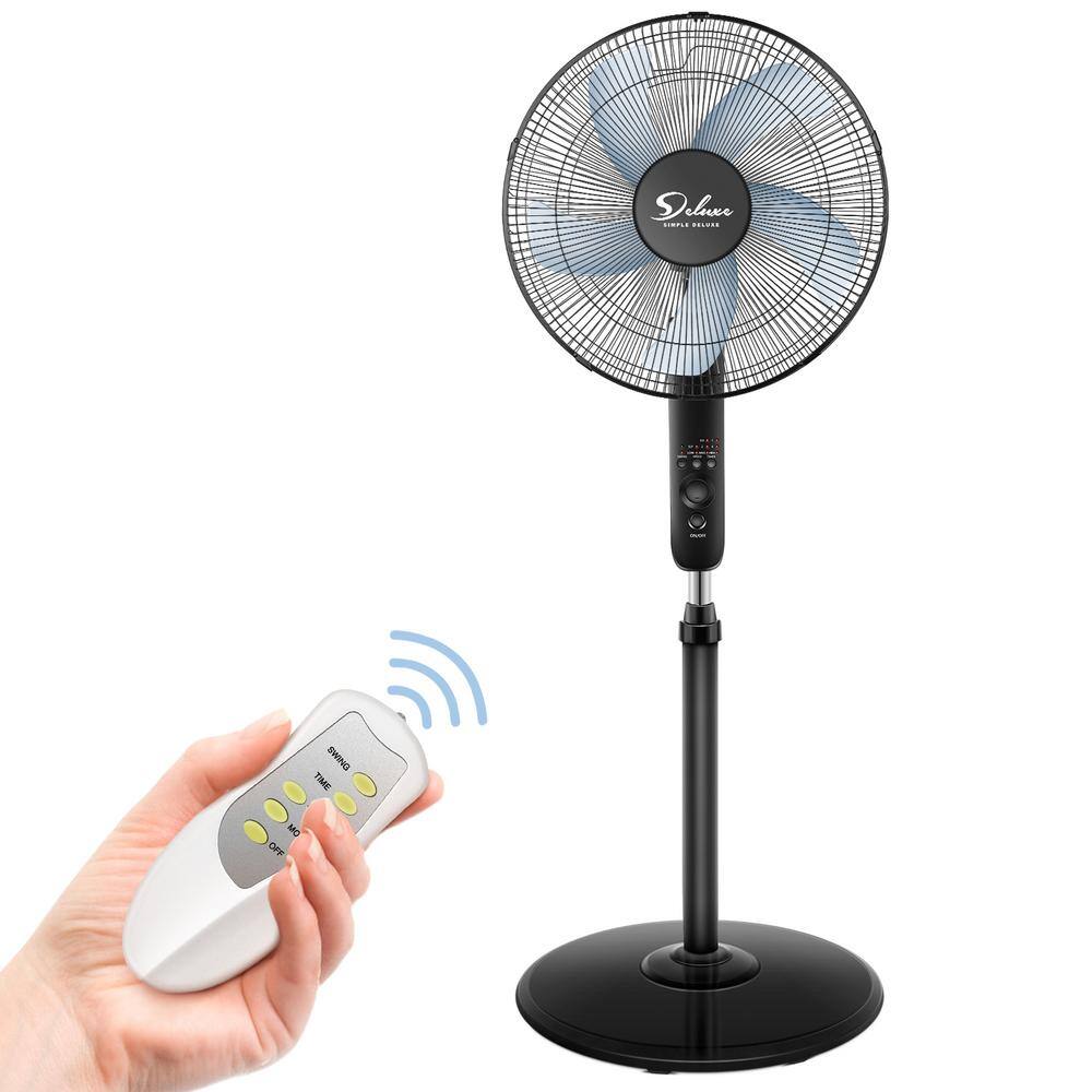 Aoibox Simple Deluxe Oscillating 16 in. Adjustable 3 Speed Pedestal Stand Fan with Remote Control for Indoor Bedroom Dorm Use SNMX023