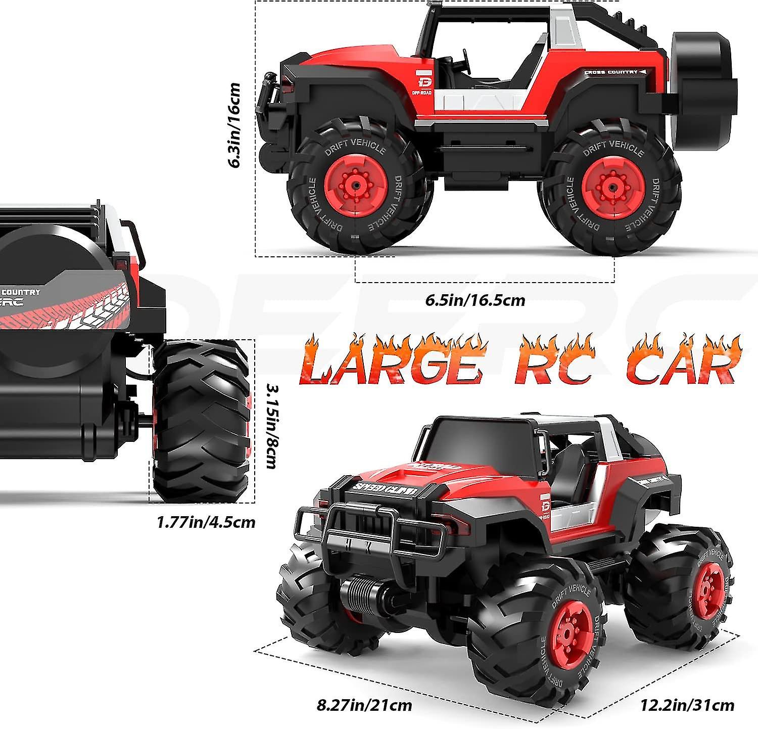 Large Remote Control Car， 1:14 Jeep Crawler W/ Led Light， Rc Racing Cars， All Terrain Suv， 2.4ghz Off-road Vehicle Toy Car For Kids Adults， Auto Mode，