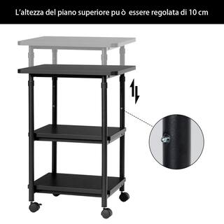 HONEY JOY 3-Tier Adjustable Rolling Under Desk Printer Cart with 3 Storage Shelves Printer Stand for Home Office Black TOPB004916