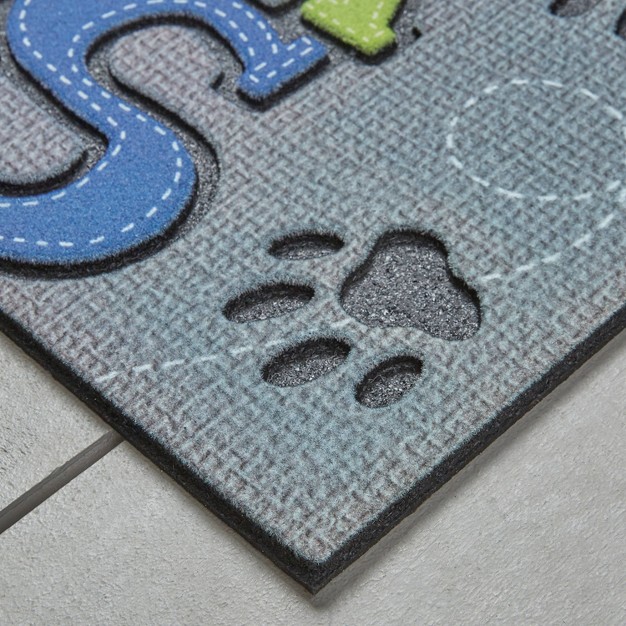 x27 wipe Your Paws x27 Paw Stitch Doorscapes Mat Gray Mohawk