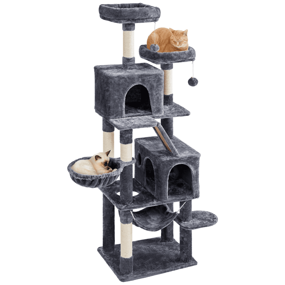 Yaheetech 71'' H Multi-Level Cat Tree Tower with Condos， Dark Gray