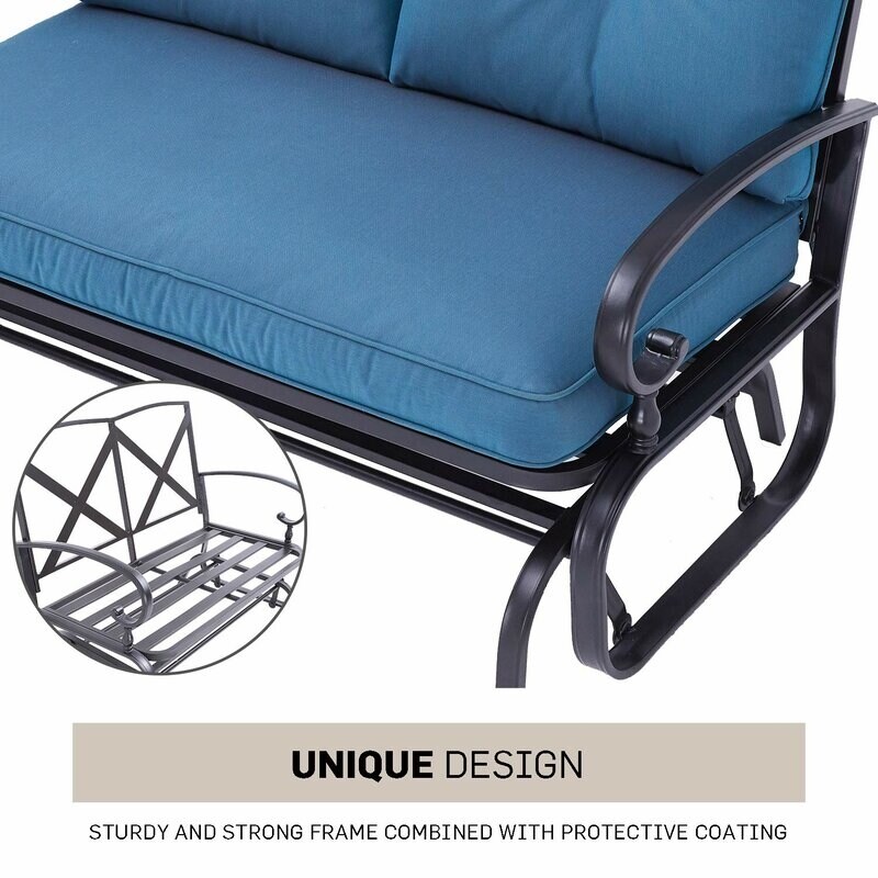 Nista Outdoor Glider Bench Rocking Chair with Cushions by Havenside Home