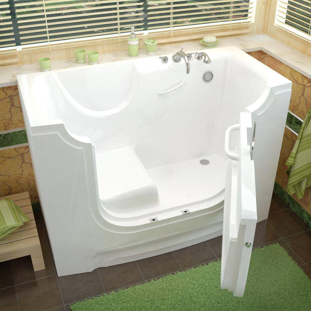 Universal Tubs Nova Heated Wheelchair Accessible 5 ft. Walk-In Non-Whirlpool Bathtub in White with Chrome Trim H3060WCRWSCH