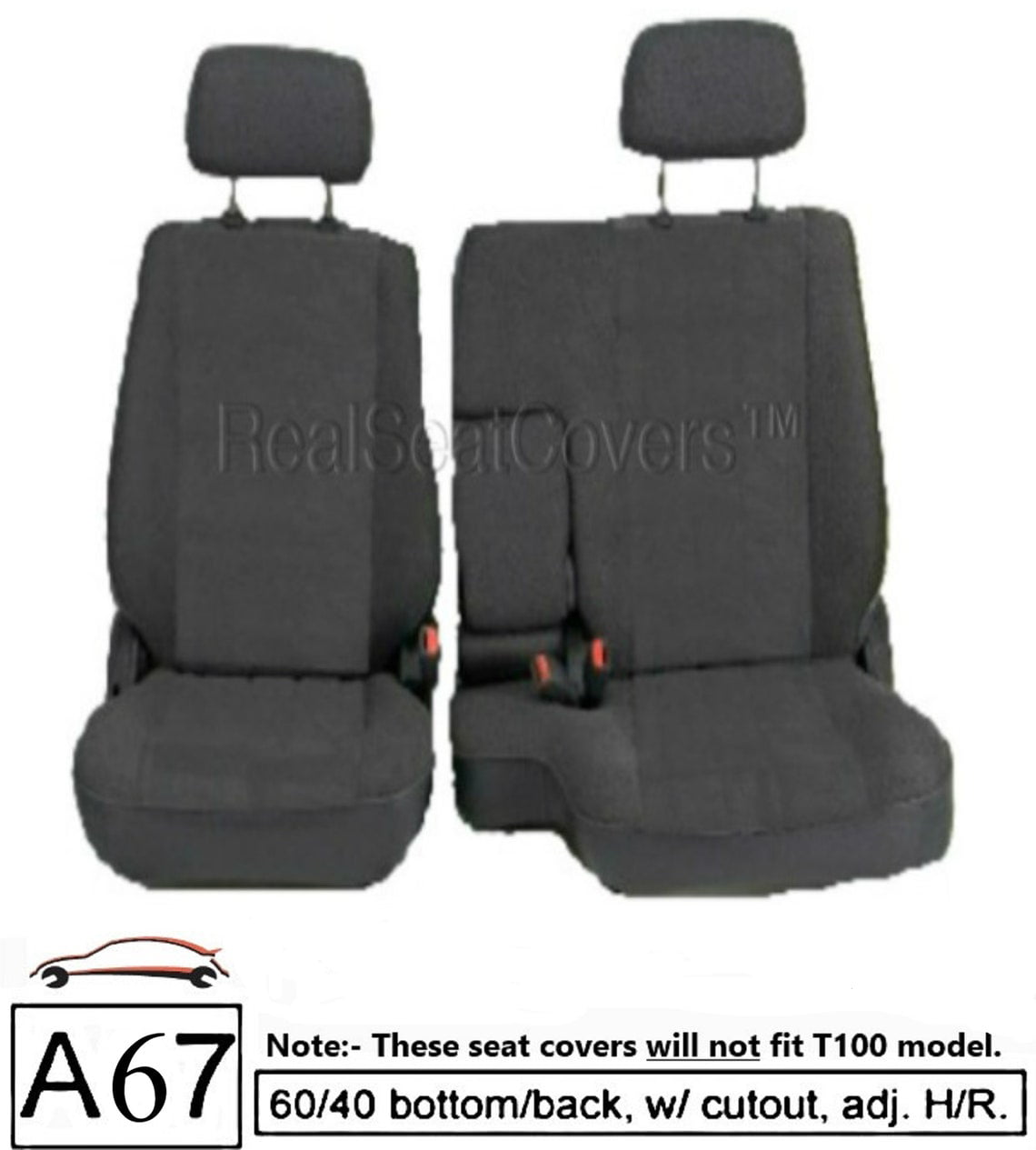 Seatcovers made for 1995-2000 Toyota Tacoma Xcab Front 60/40 Split Bench Seat with Integrated Armrestandnbsp;